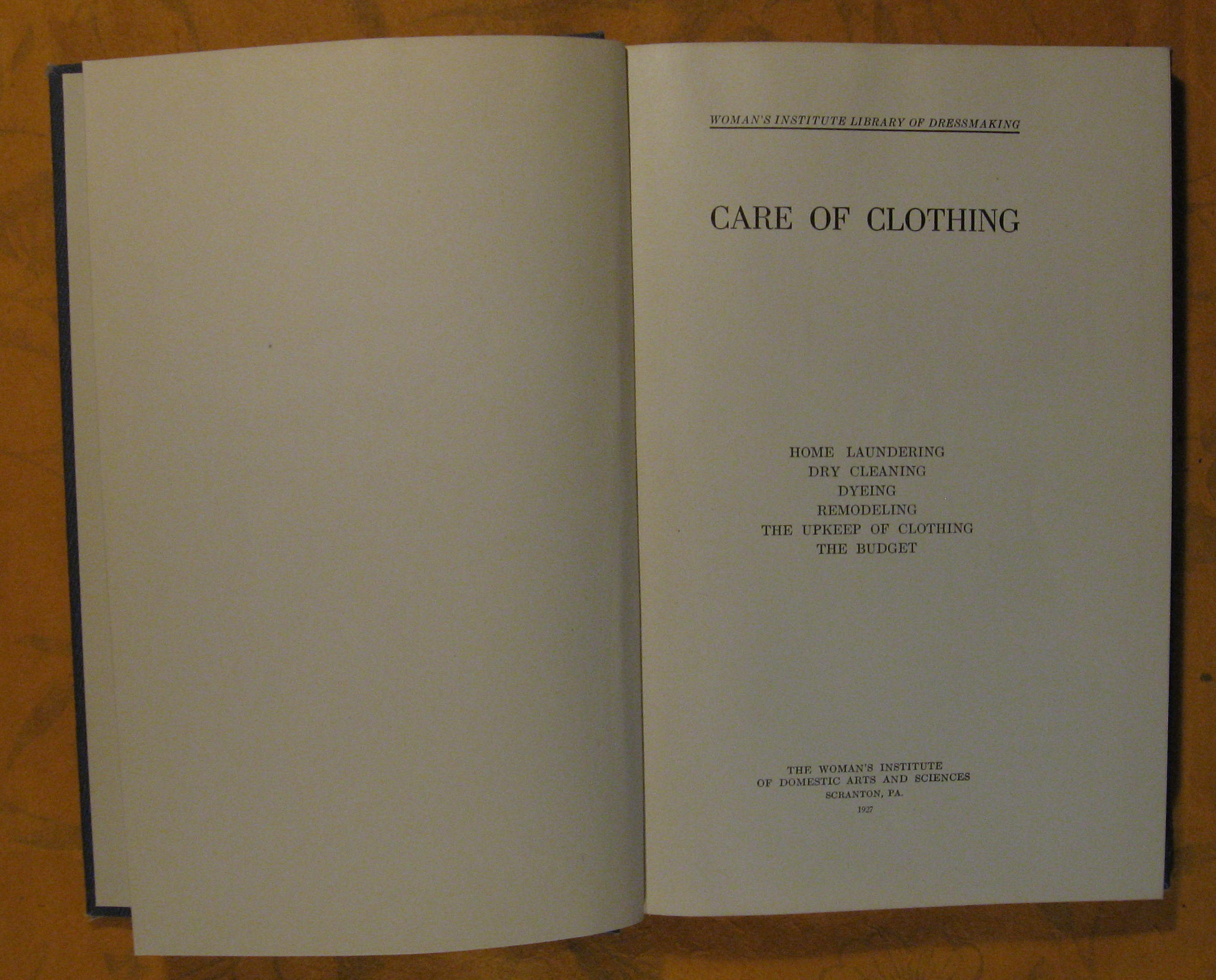 Image for Woman's Institute Library of Dressmaking:  Care of Clothing  (Volume 3)