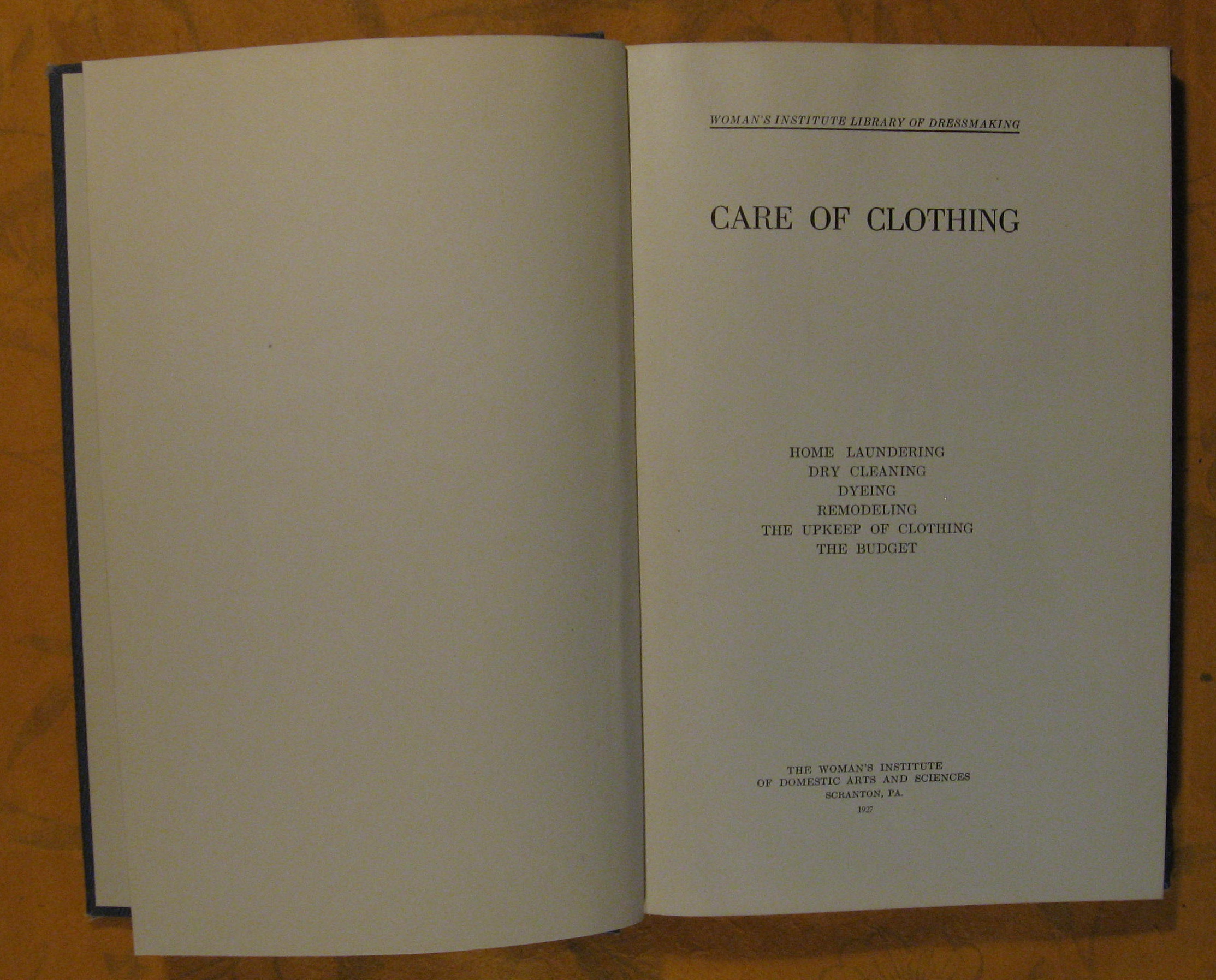 Image for Woman's Institute Library of Dressmaking:  Care of Clothing  (Volume 3)