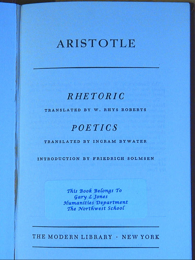 Image for Rhetoric; Poetics;