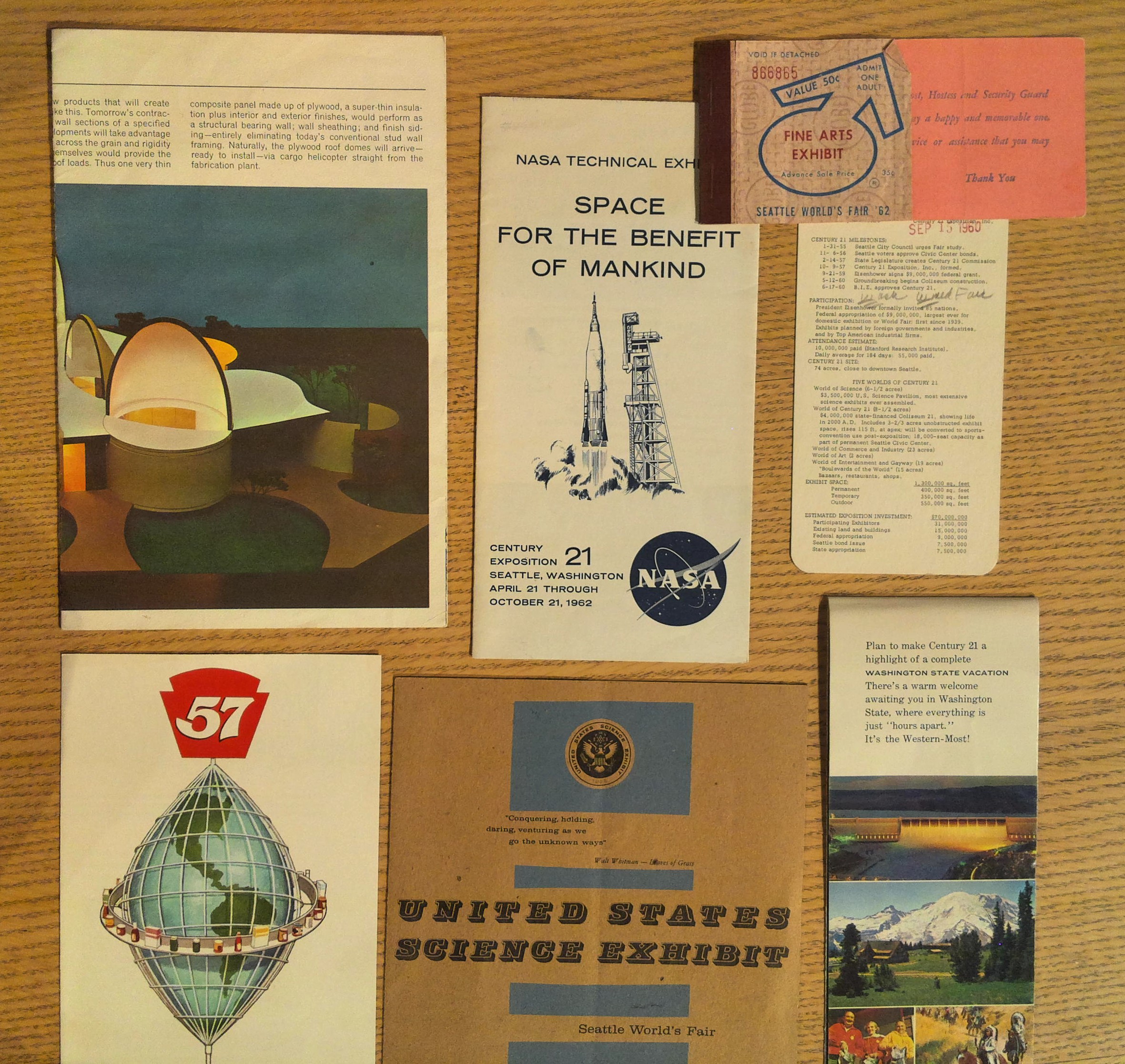 Seattle World's Fair 1962 - pack of Ephemera (14 pieces)