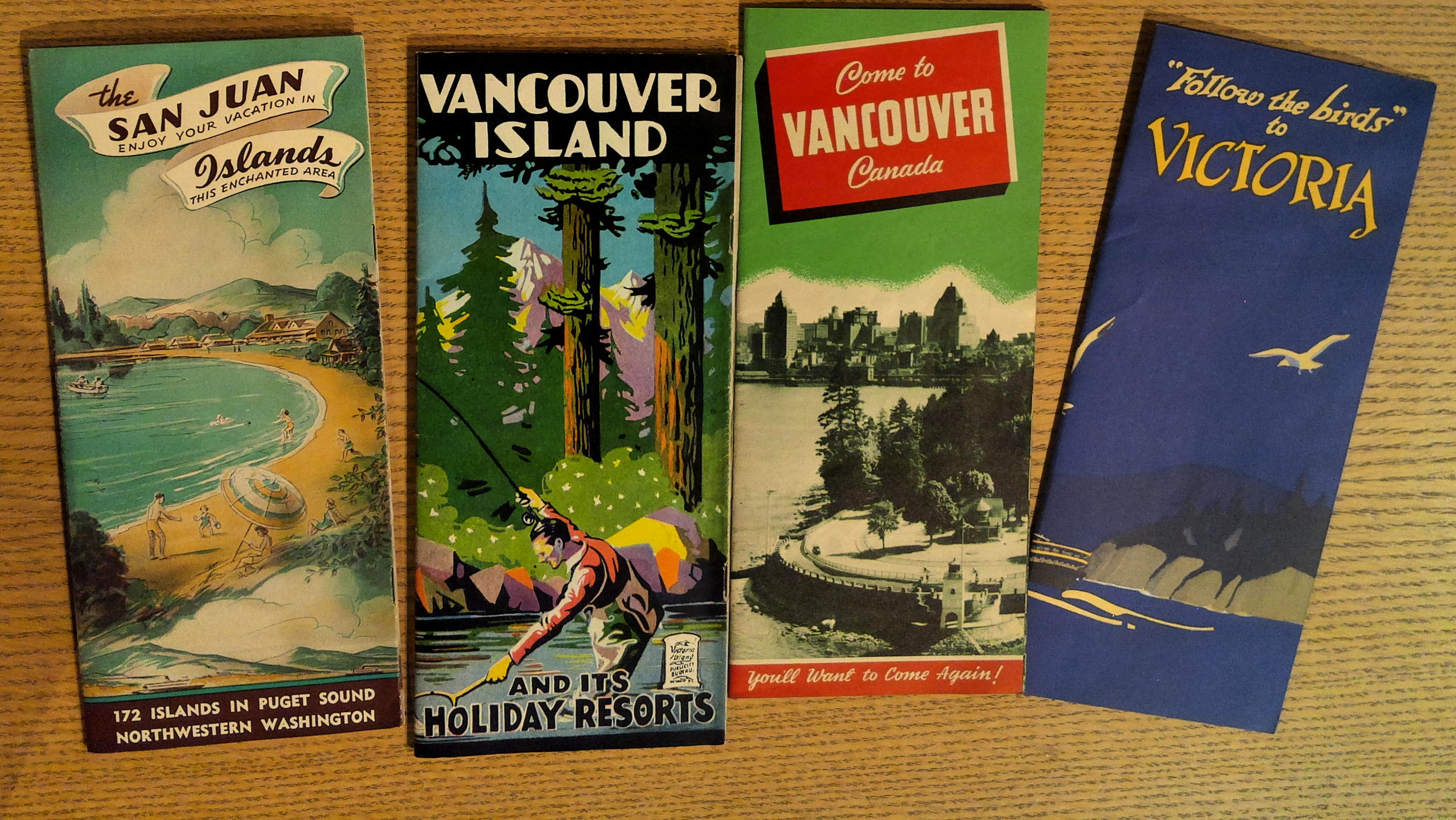 Package of Four Historical Brochures: San Juan, Vancouver Island, Vancouver and Victoria Circa 1940's