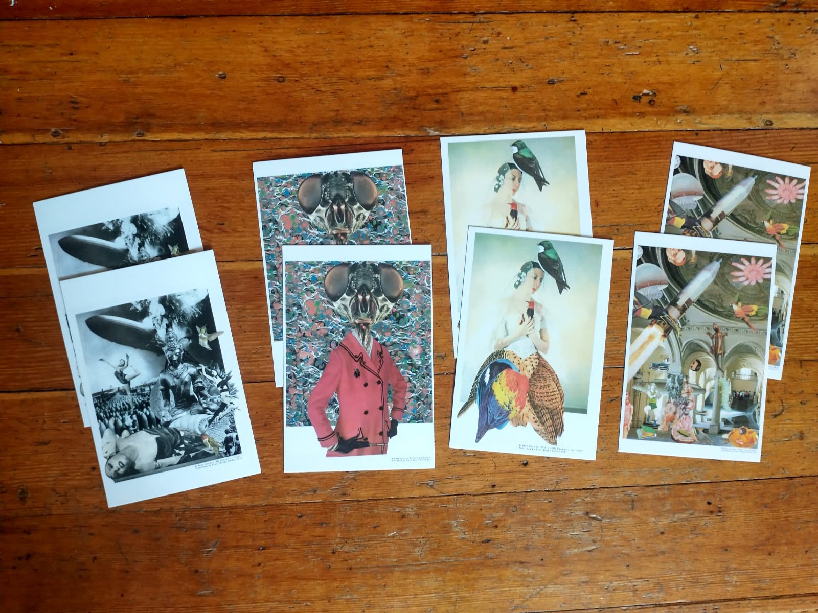 Eight Collage Postcards by Sean Carlson