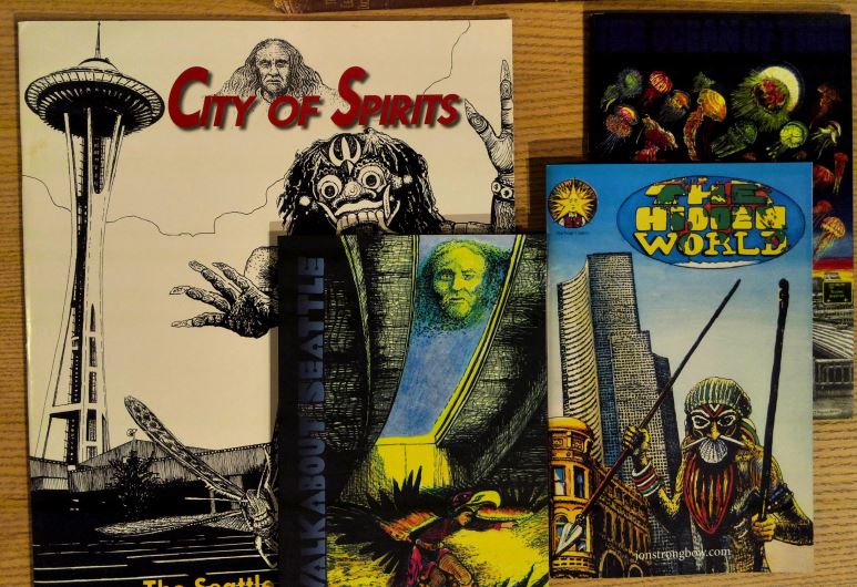 Strongbow Collection: Four Books by Jon Strongbow, Seattle Artist, featuring Pike Place Market, Indigenous Cultures, City Drawings