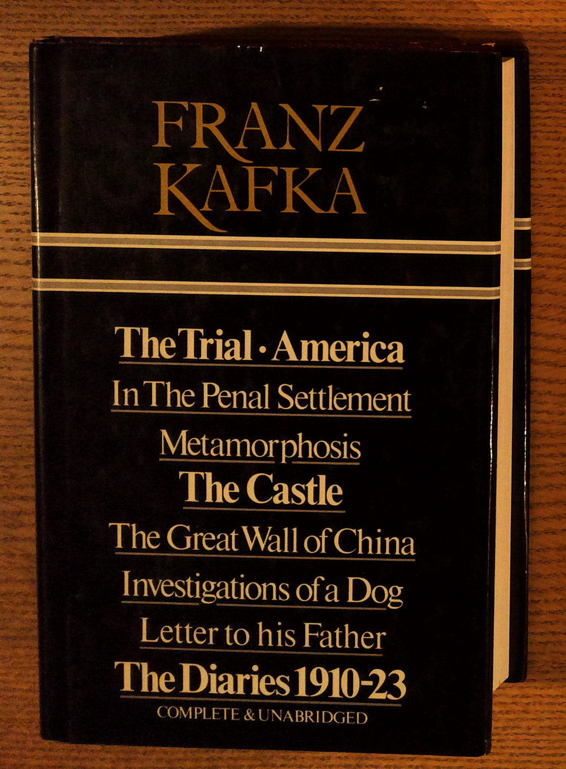 The Trial / America / In The Penal Settlement / Metamorphosis / The Castle / The Great Wall of China / Investigations of a Dog / Letter to his Father / The Diaries 1910-23